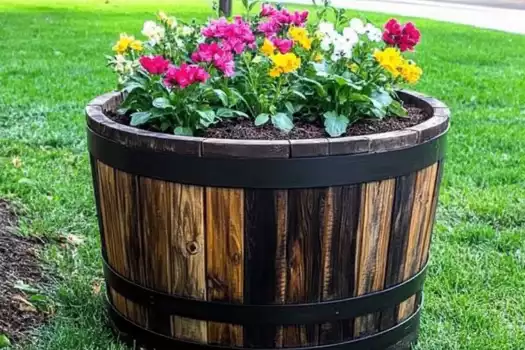 Wine Barrel Garden Bed