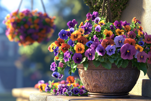 Pansies in containers 